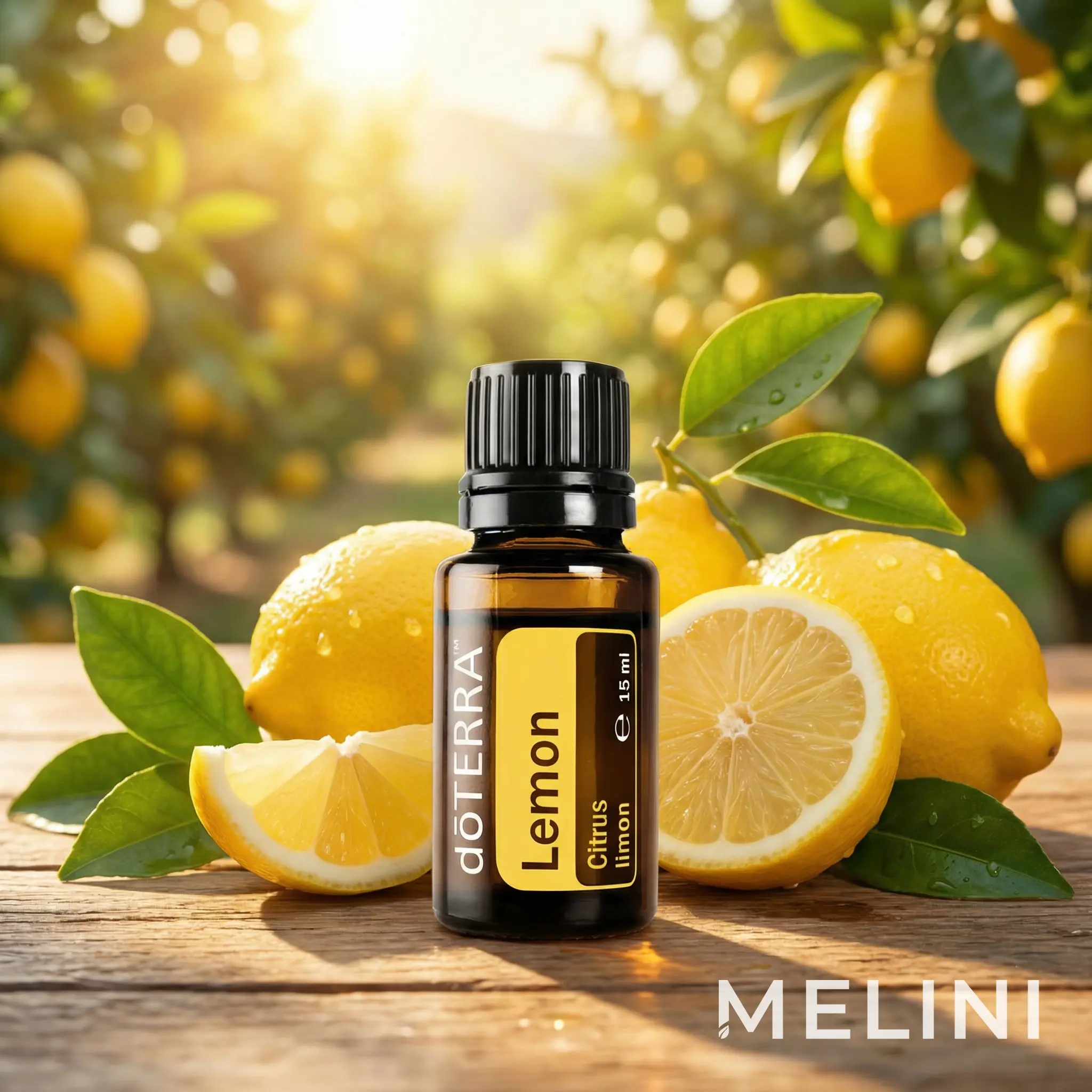 dōTERRA Lemon Essential Oil 15 ml — alternate view of the bottle and packaging