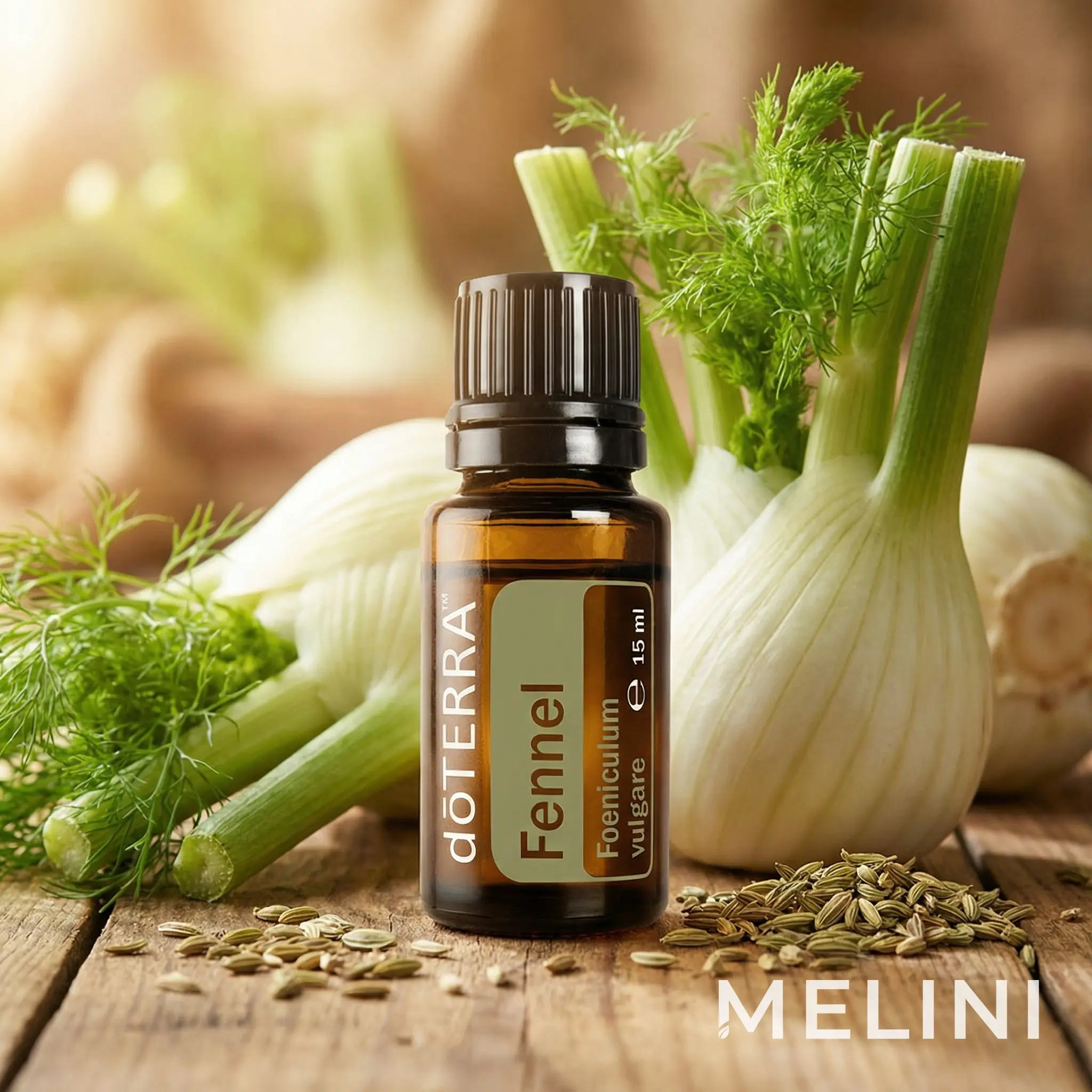 dōTERRA Fennel 15 ml — alternate view of the bottle and packaging