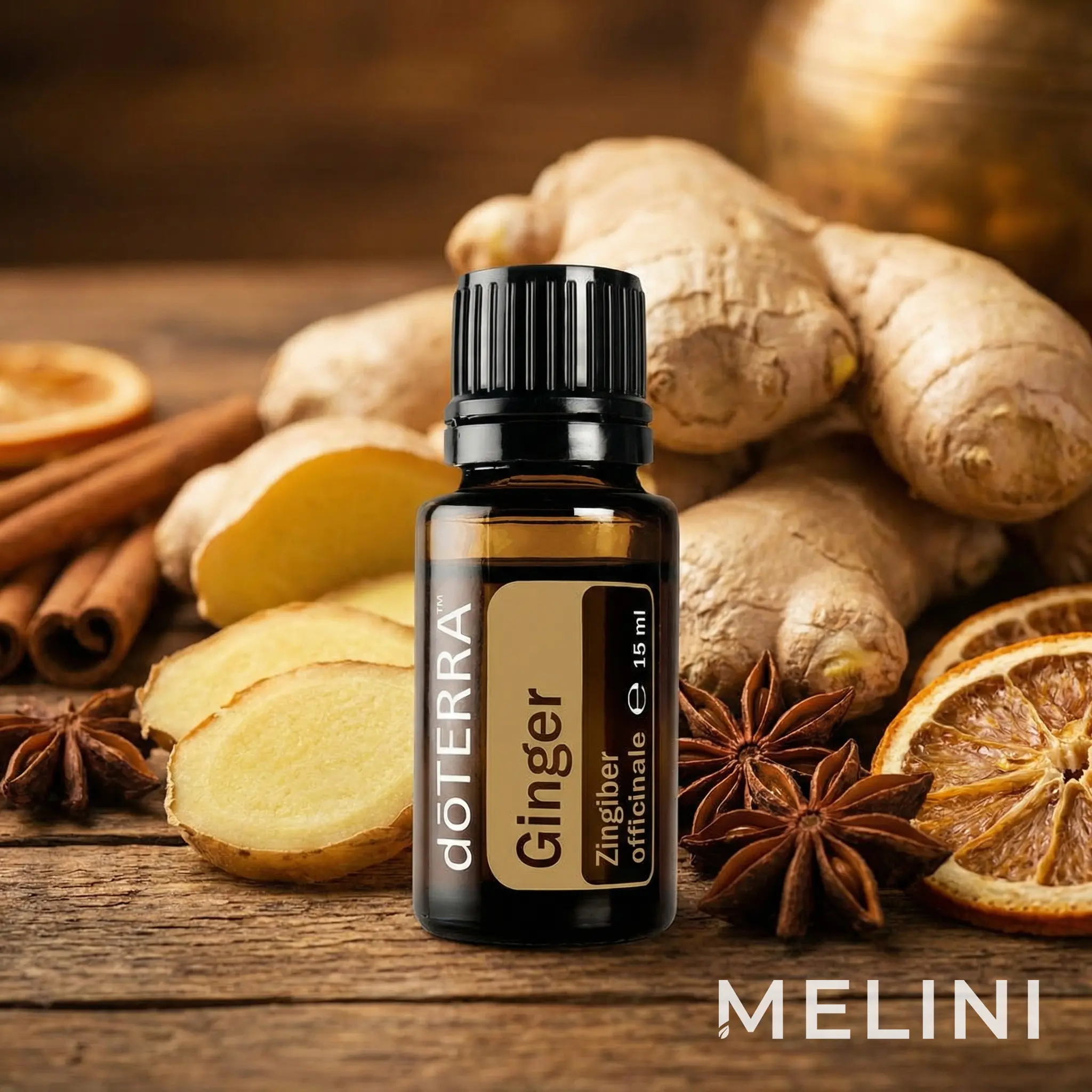 dōTERRA Ginger 15 ml — alternate view of the bottle and packaging