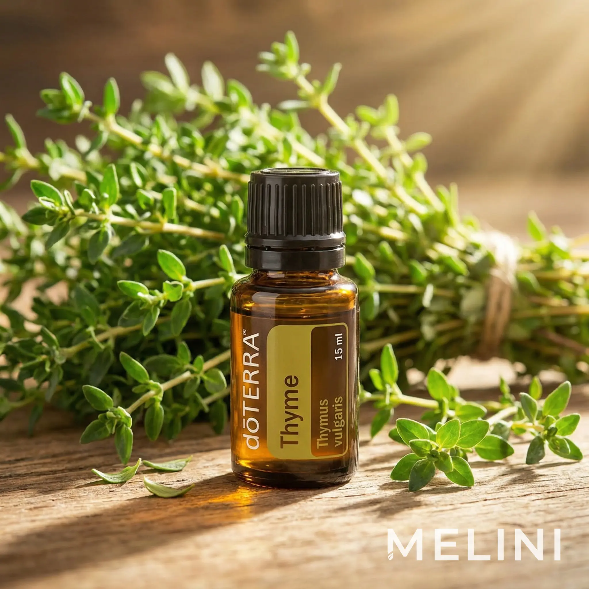dōTERRA Thyme Essential Oil 15 ml — alternate view of the bottle and packaging