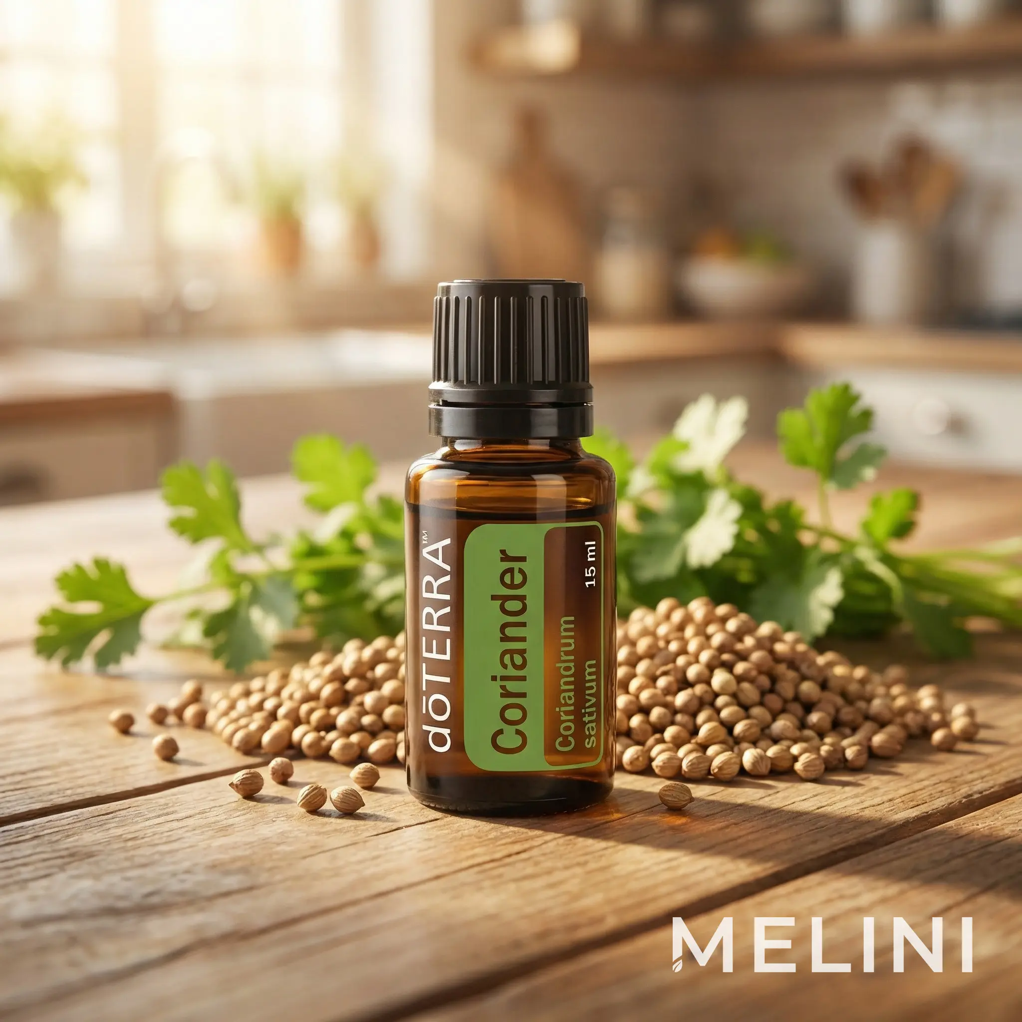 dōTERRA Coriander Seed 15 ml — alternate view of the bottle and packaging
