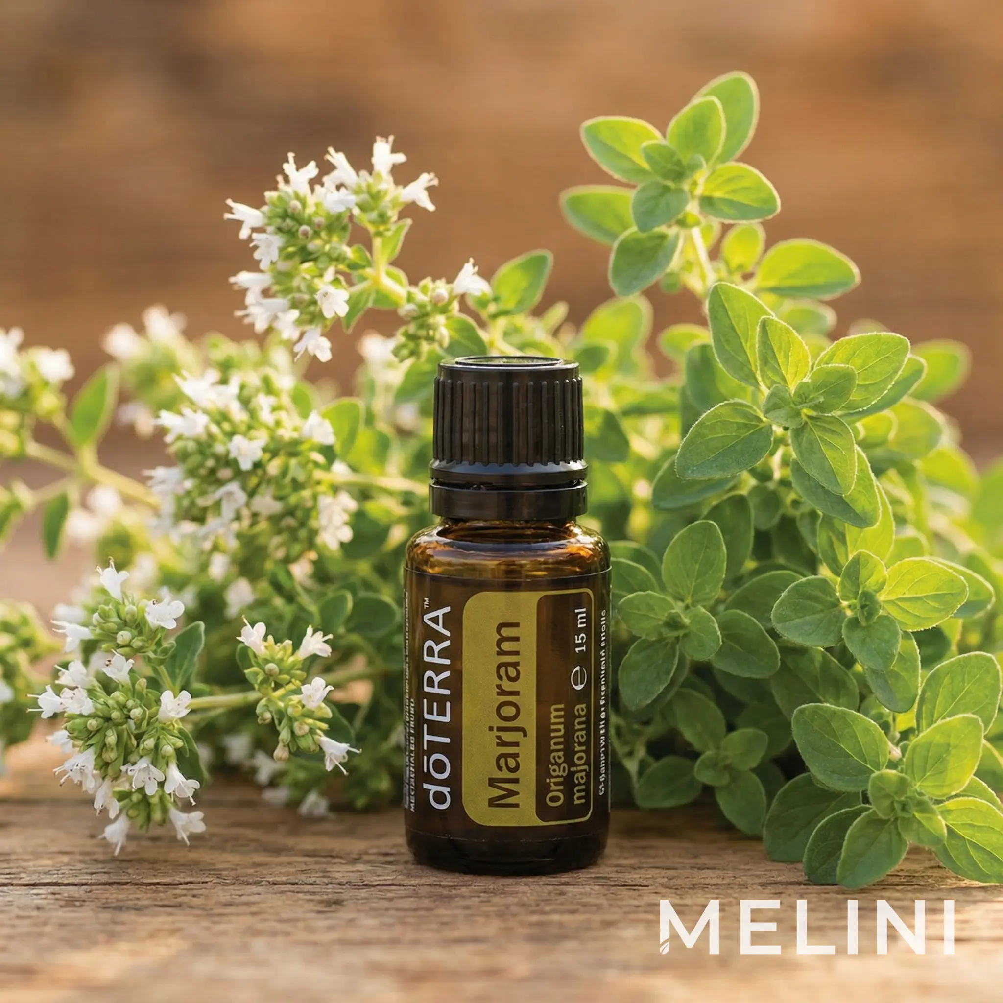 dōTERRA Marjoram 15 ml — alternate view of the bottle and packaging