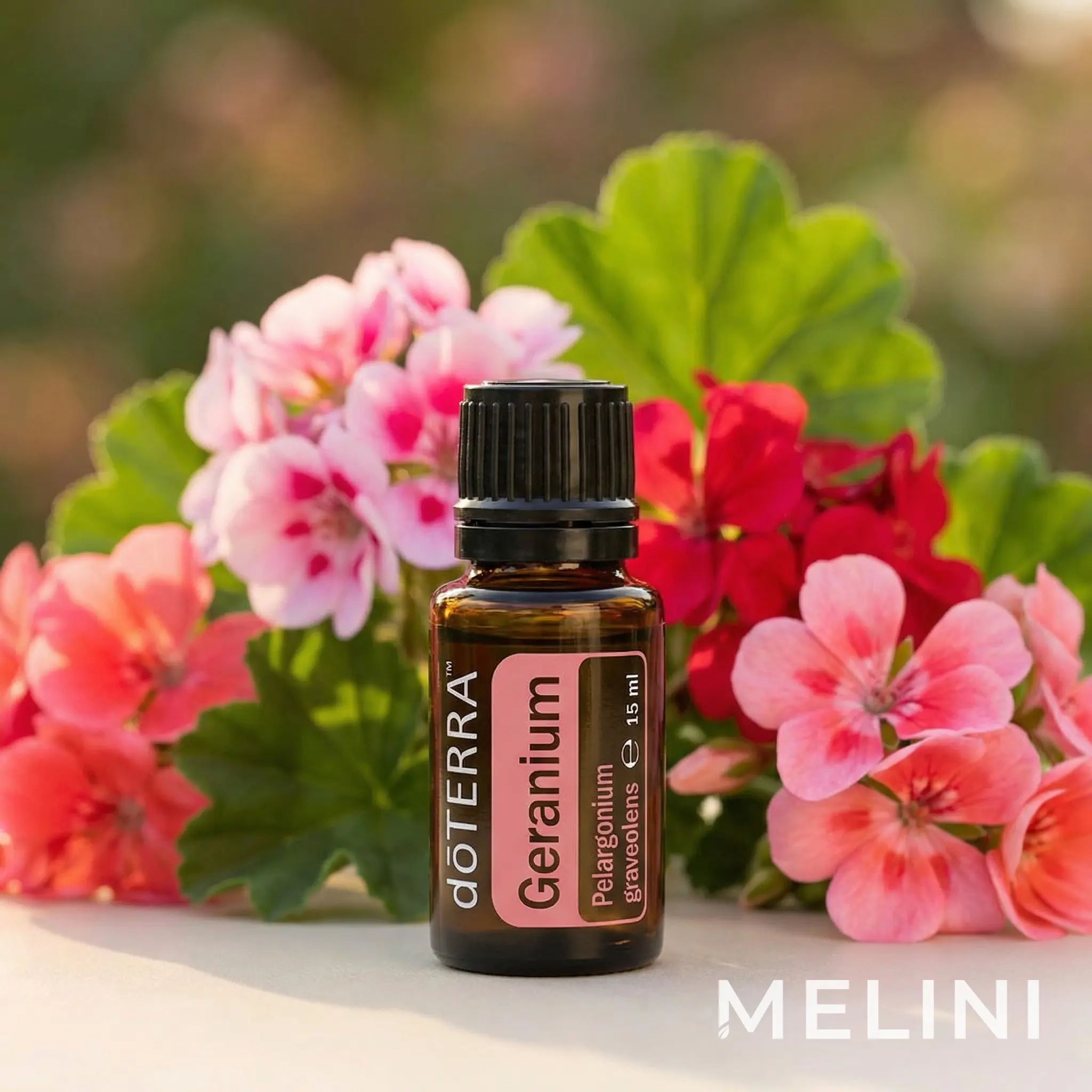 dōTERRA Geranium Oil 15 ml — alternate view of the bottle and packaging