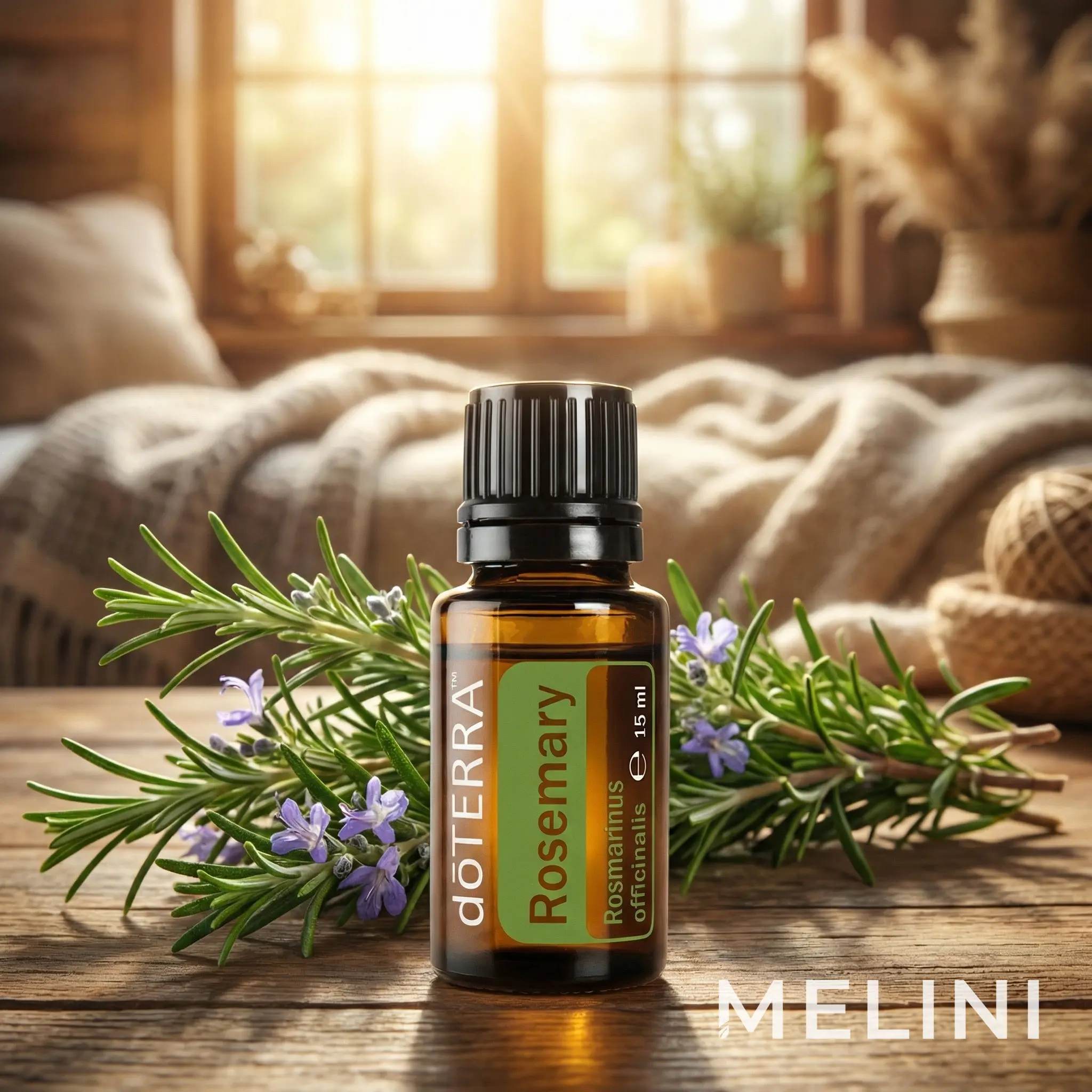 dōTERRA Rosemary Essential Oil 15 ml — alternate view of the bottle and packaging