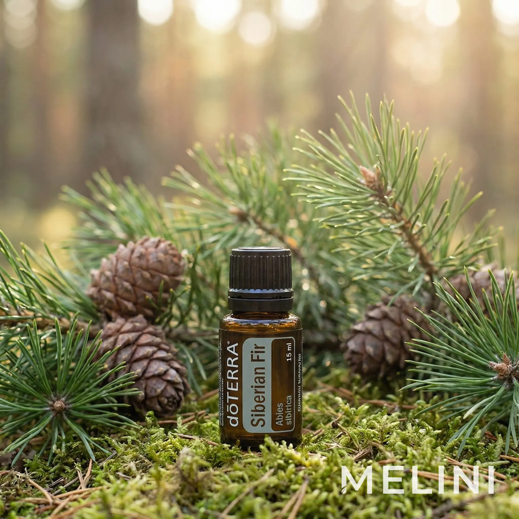 dōTERRA Siberian Fir Essential Oil 15 ml — alternate view of the bottle and packaging