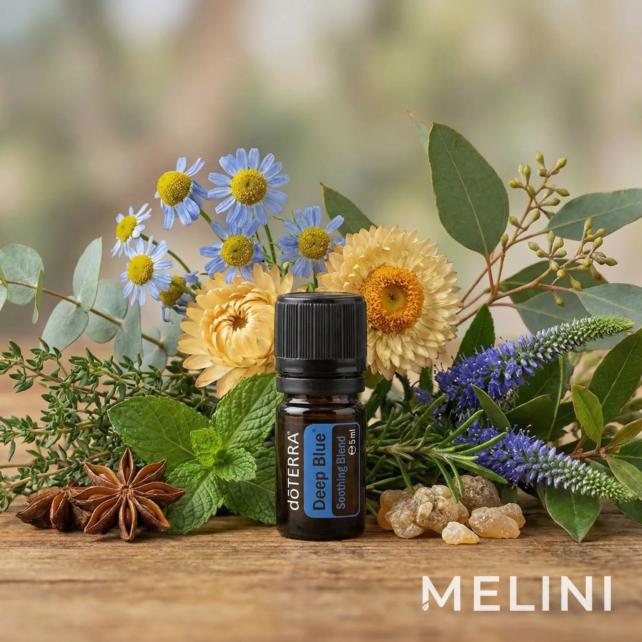 dōTERRA Deep Blue 5 ml — alternate view of the bottle and packaging
