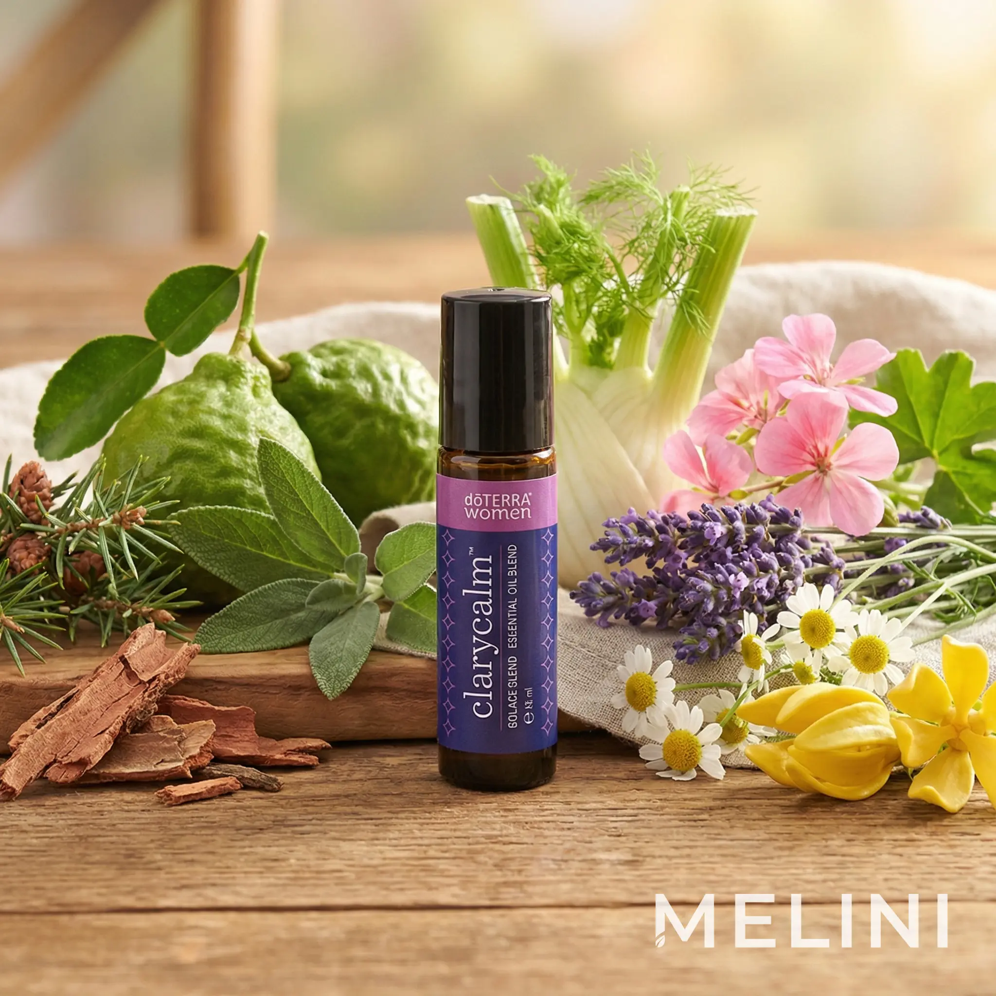 dōTERRA ClaryCalm 10 ml — alternate view of the bottle and packaging