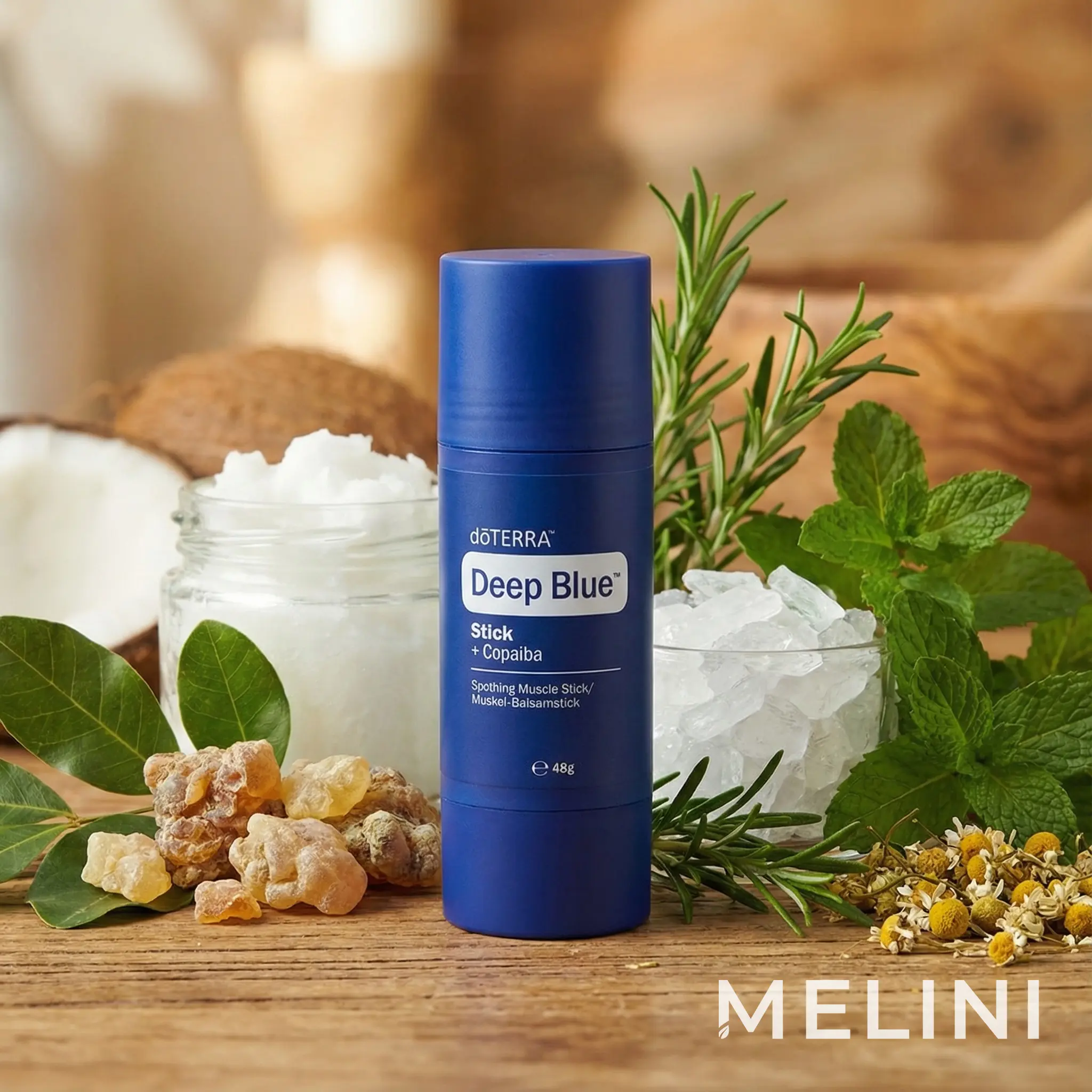 dōTERRA Deep Blue Stick — alternate view of the bottle and packaging