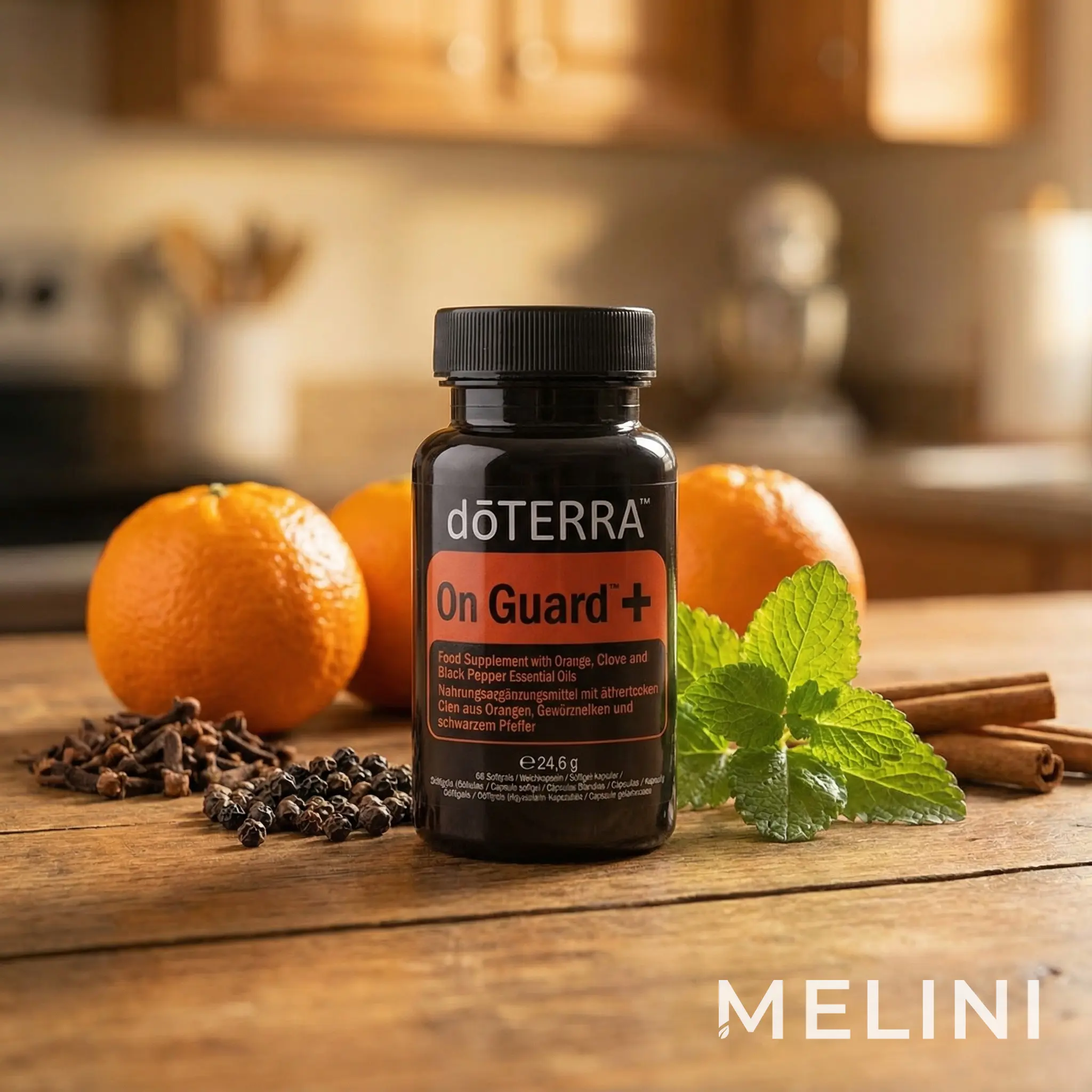 dōTERRA On Guard™ + Softgels — alternate view of the bottle and packaging