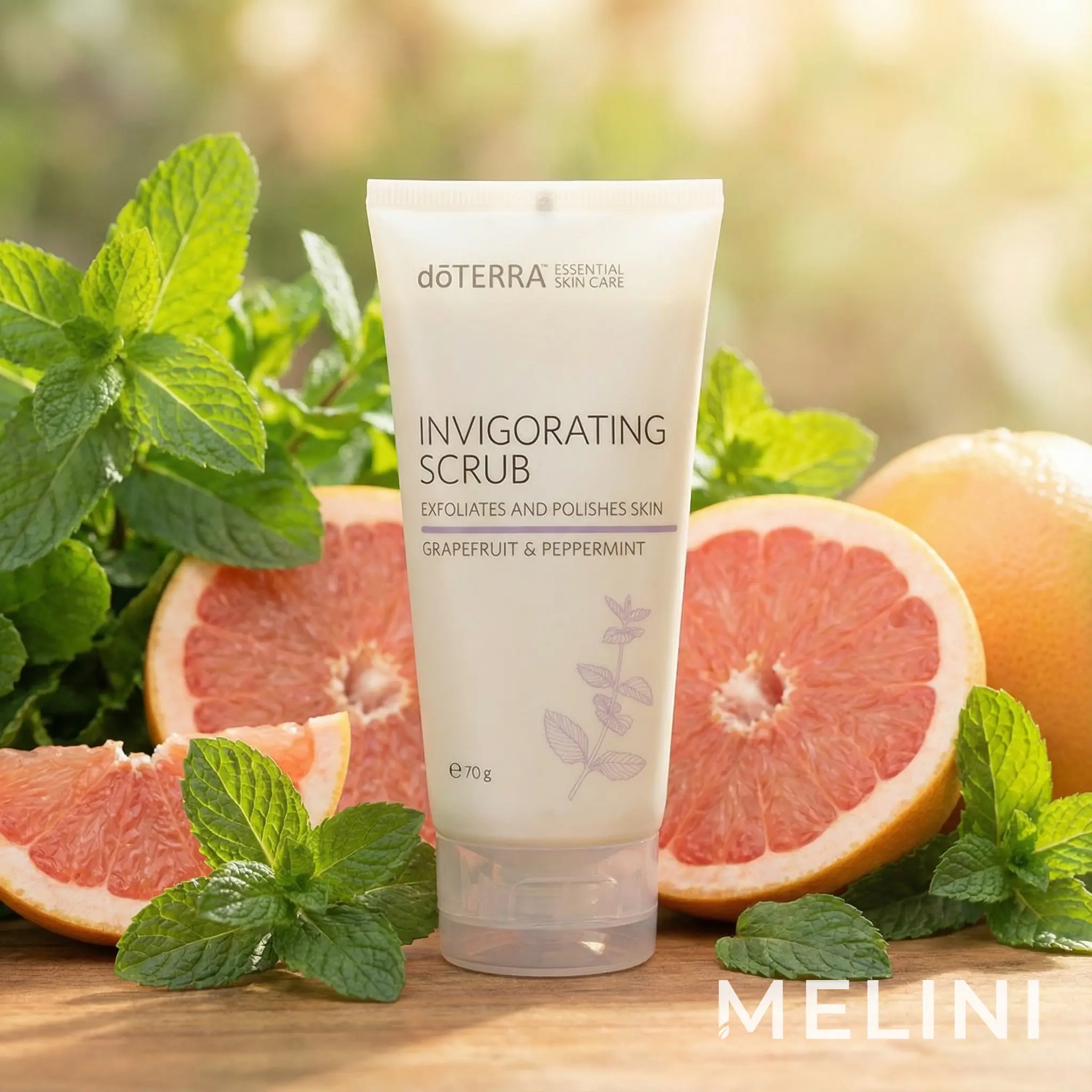 dōTERRA Revitalising Skin Scrub — alternate view of the bottle and packaging
