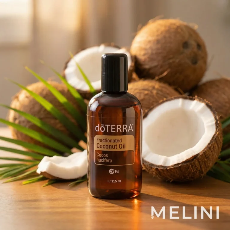 dōTERRA Fractionated Coconut Oil — alternate view of the bottle and packaging