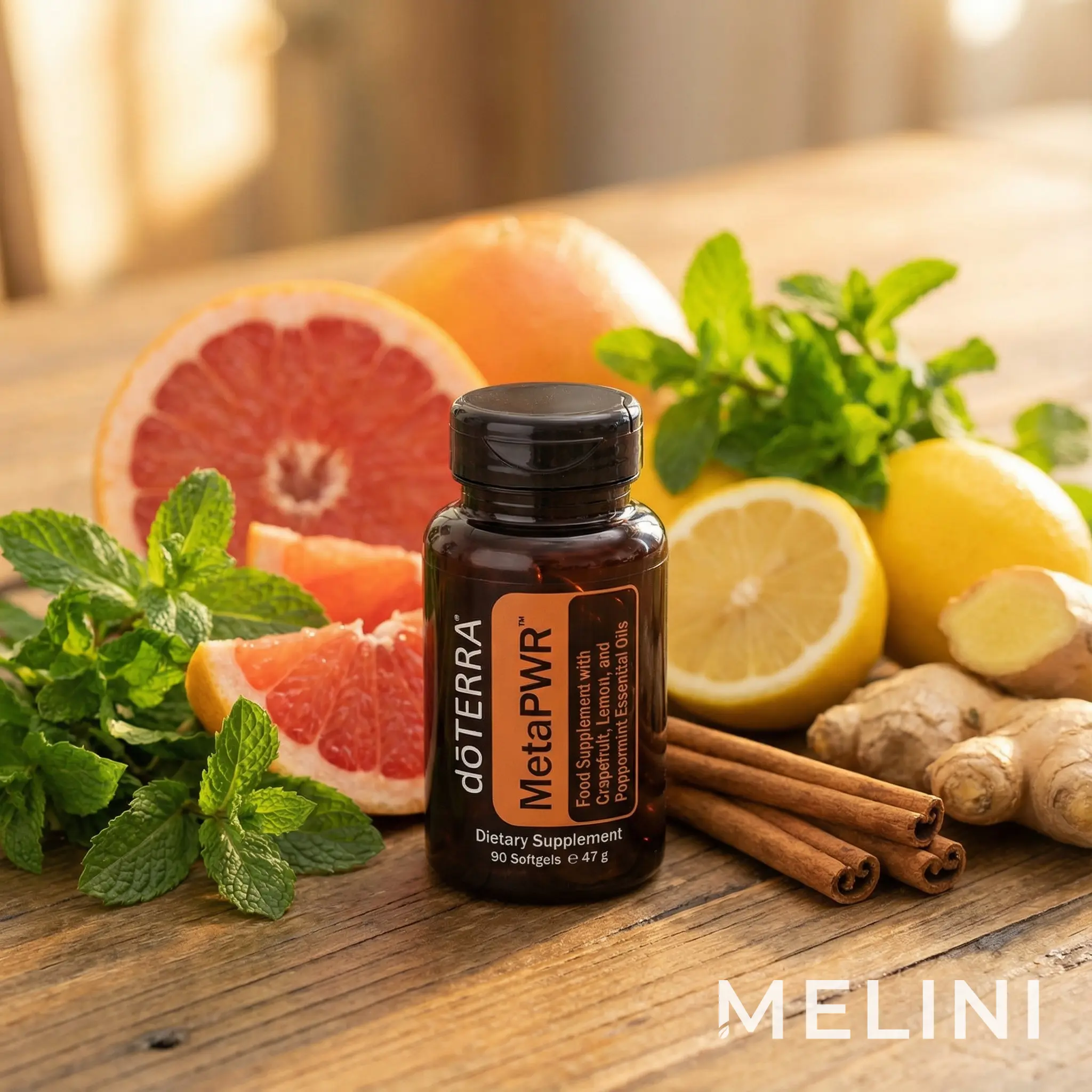 dōTERRA MetaPWR Softgel Capsule — alternate view of the bottle and packaging