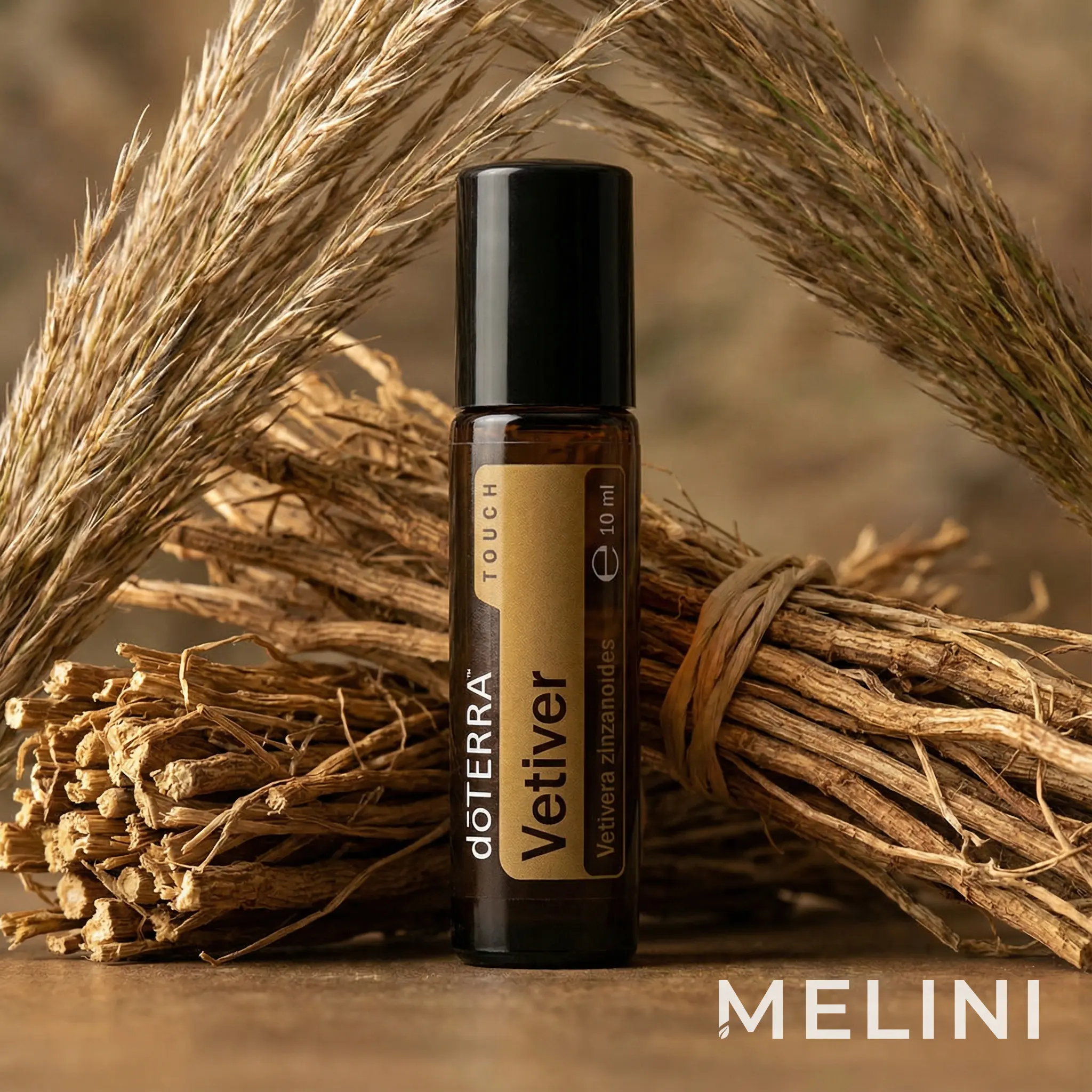dōTERRA Vetiver Touch 10ml — alternate view of the bottle and packaging