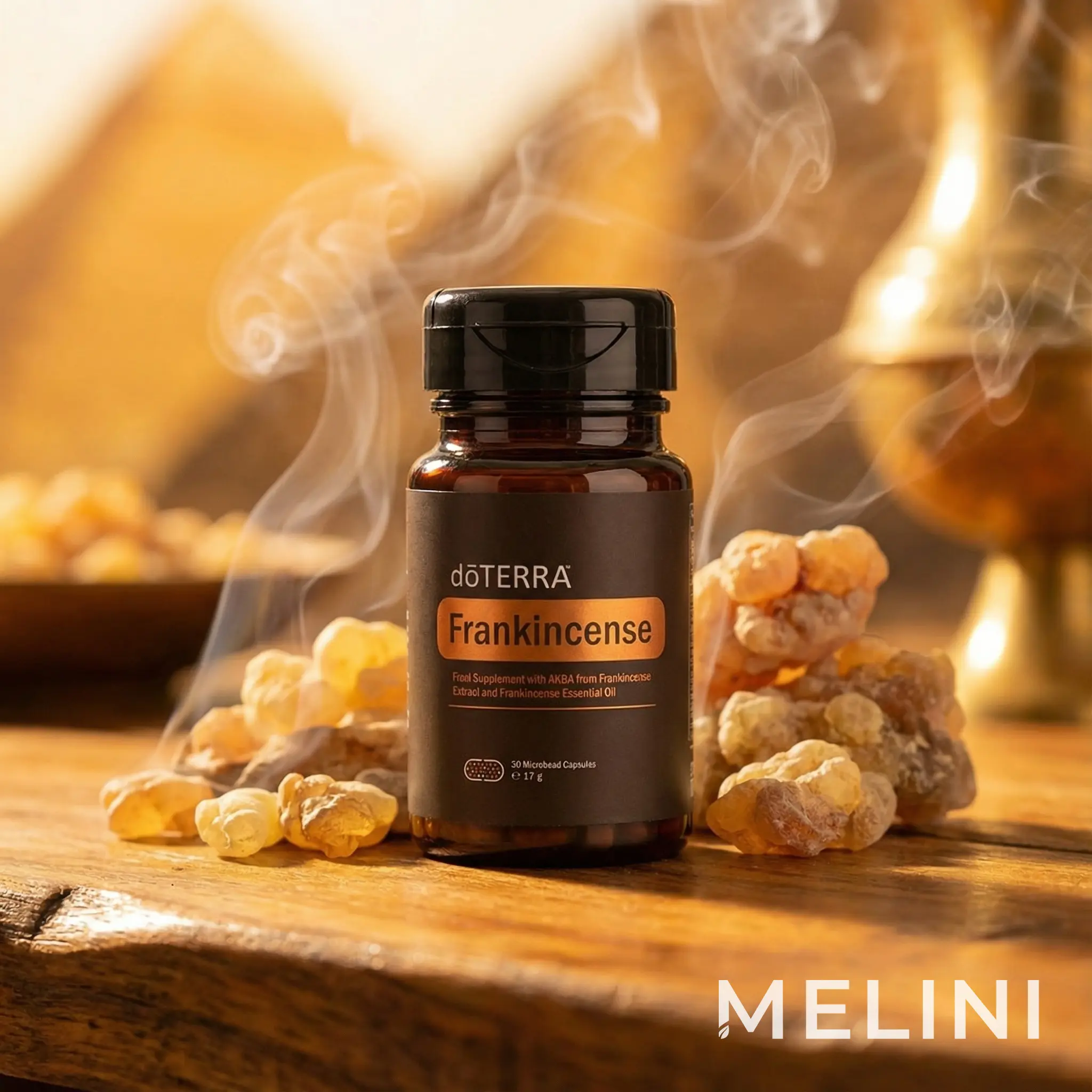 dōTERRA Frankincense Microbead Capsules — alternate view of the bottle and packaging